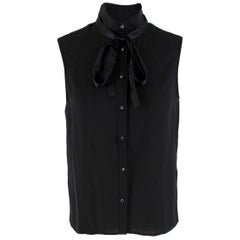 Giorgio Armani Black Silk Embellished Top - Size US 6