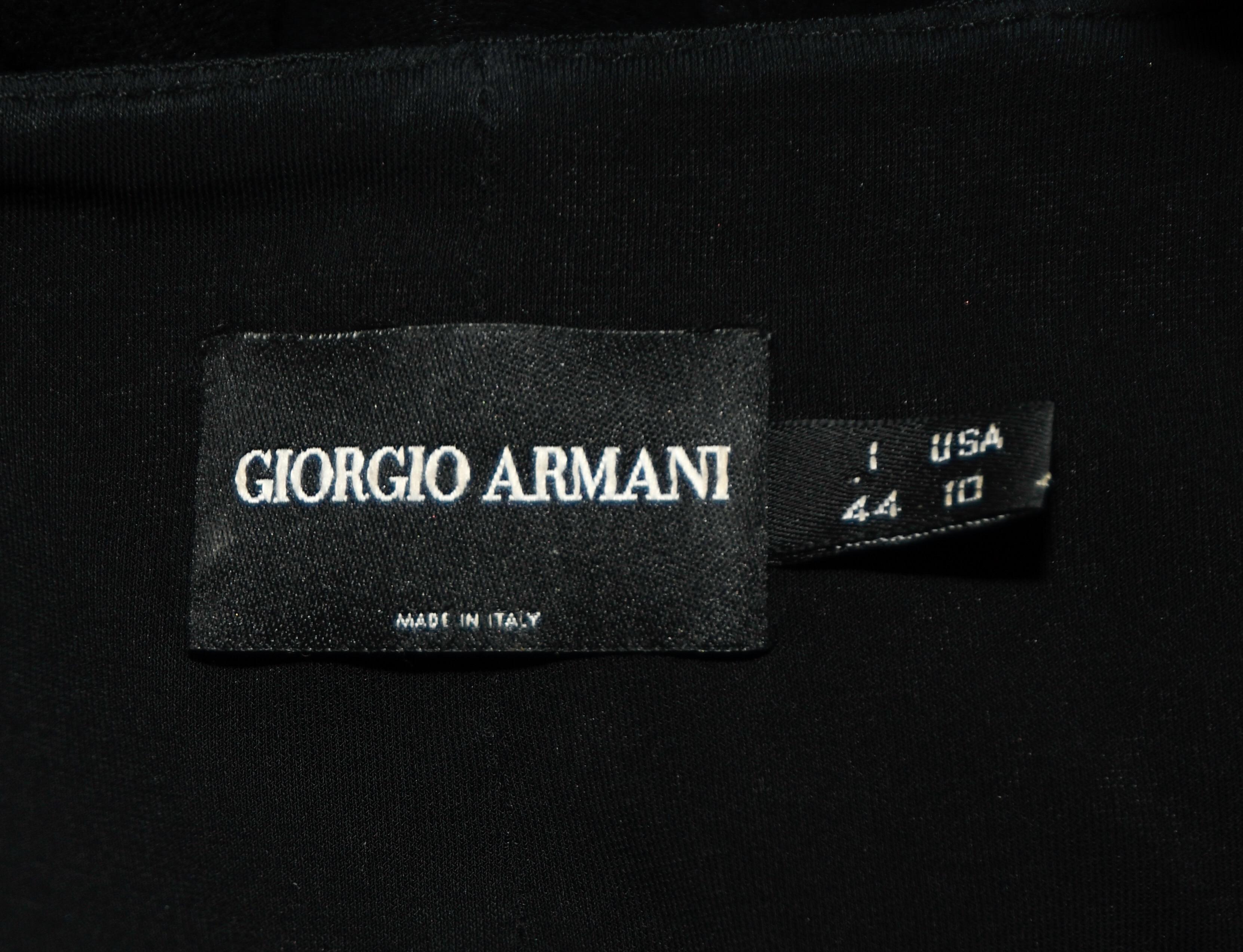 Giorgio Armani Ribbed Black Silk Jacket With Off Shoulder Short Cape Size 10 US For Sale 1