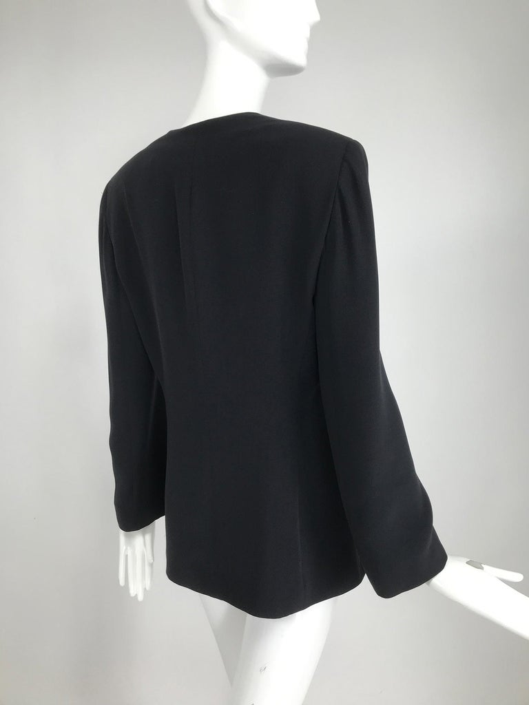 Giorgio Armani Black Silk V Neck Jacket Side Front Closure For Sale at ...