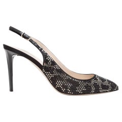 Giorgio Armani Black & Silver Pointed-Toe Crystal Slingbacks