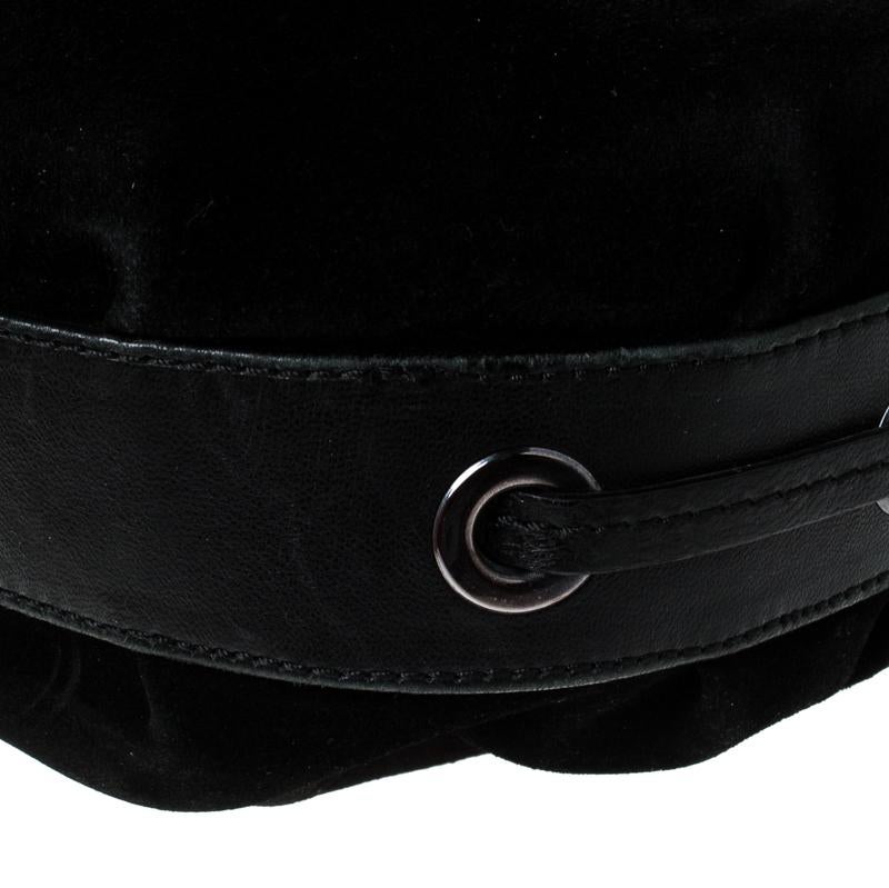 Giorgio Armani Black Suede and Leather Tassel Shoulder Bag 5