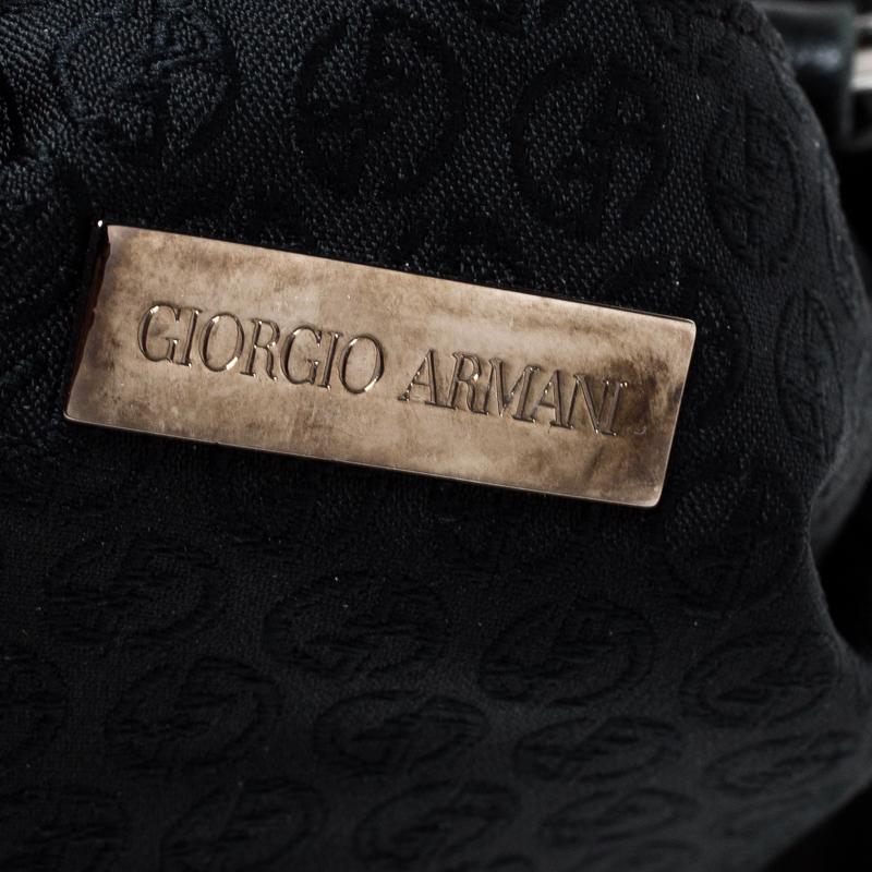 Giorgio Armani Black Suede and Leather Tassel Shoulder Bag 2