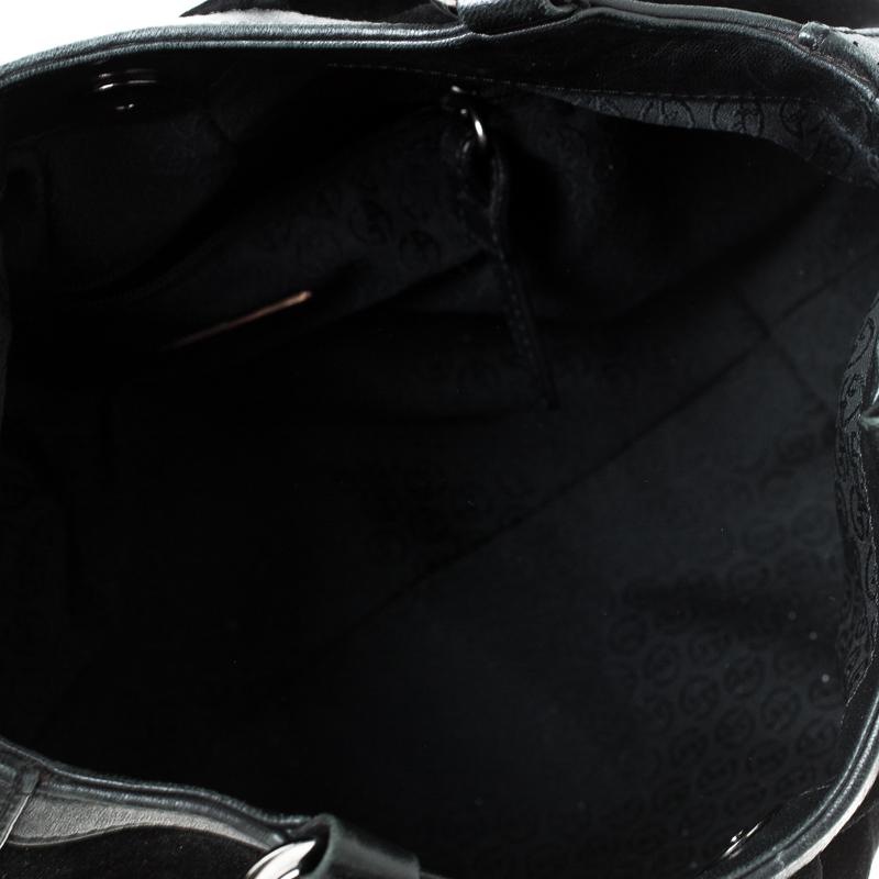 Giorgio Armani Black Suede and Leather Tassel Shoulder Bag 3