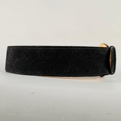 GIORGIO ARMANI Black Suede Covered Buckle Belt
