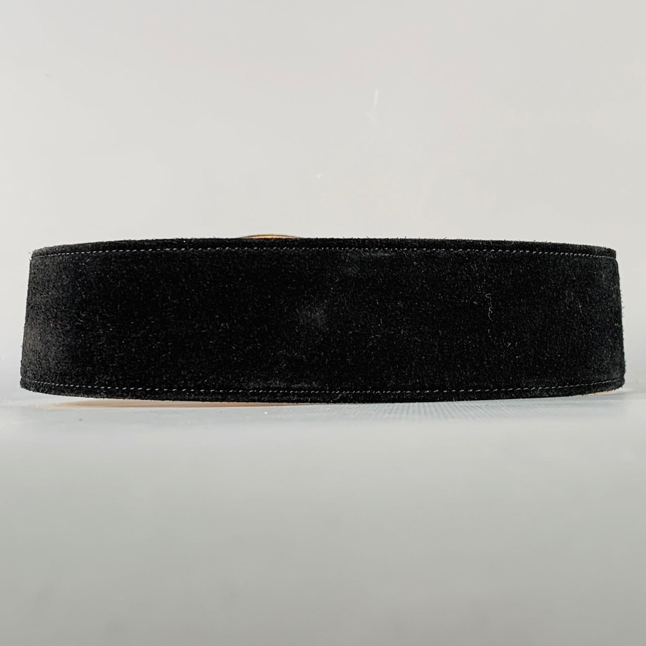 Nero GIORGIO ARMANI Cintura con fibbia rivestita in pelle scamosciata nera in vendita