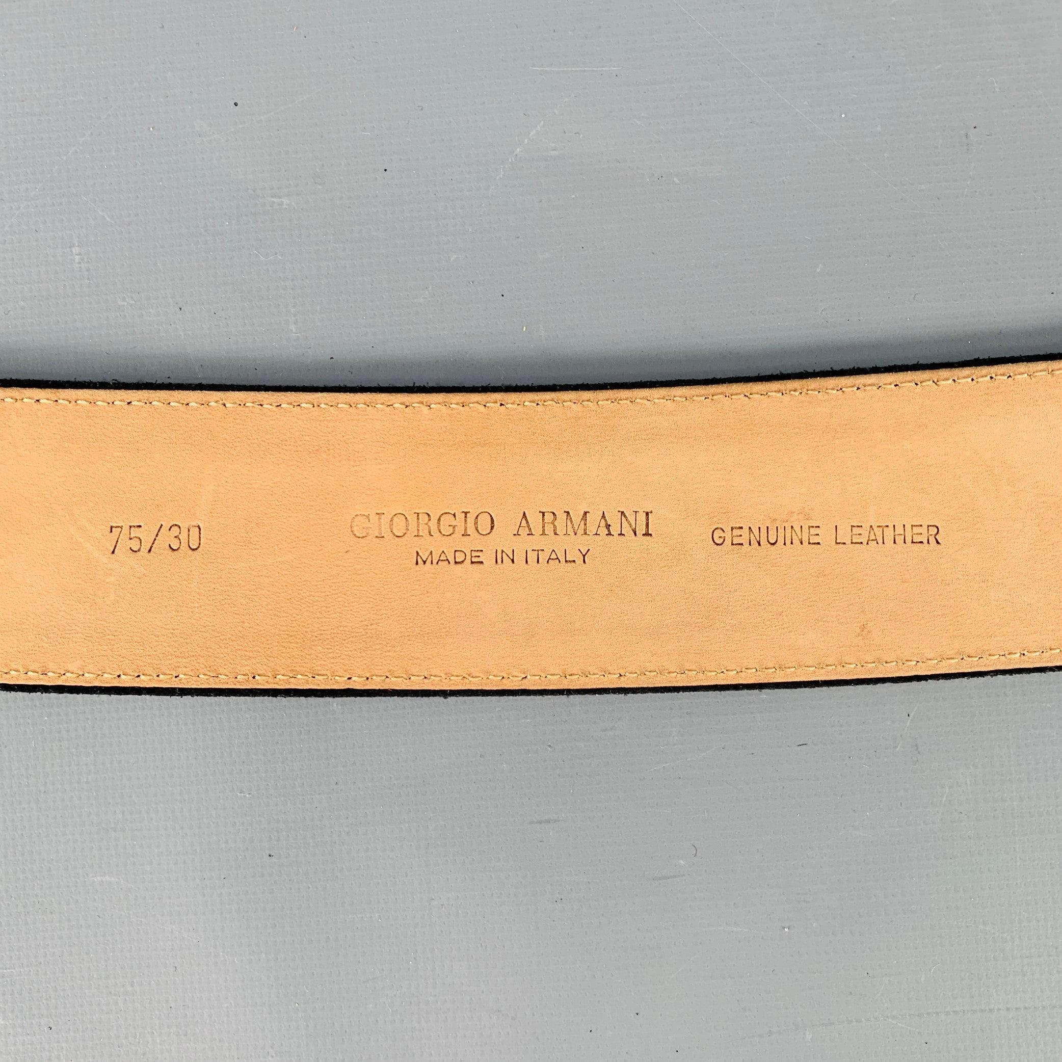 Uomo GIORGIO ARMANI Cintura con fibbia rivestita in pelle scamosciata nera in vendita