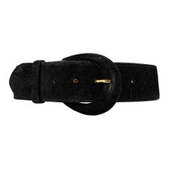 GIORGIO ARMANI Black Suede Covered Buckle Belt