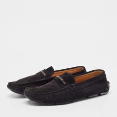 Giorgio Armani Black Suede Slip On Loafers Size 40