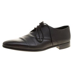 Giorgio Armani Black Textured Leather Lace Up Oxfords Size 41