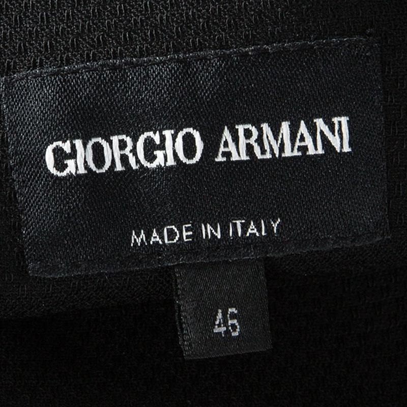 Giorgio Armani Black Textured Wool Sleeveless Dress L 1