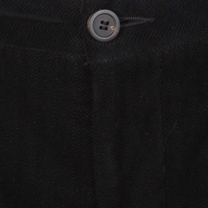 Men's Giorgio Armani Black Velvet Chevron Pattern Pants XL For Sale