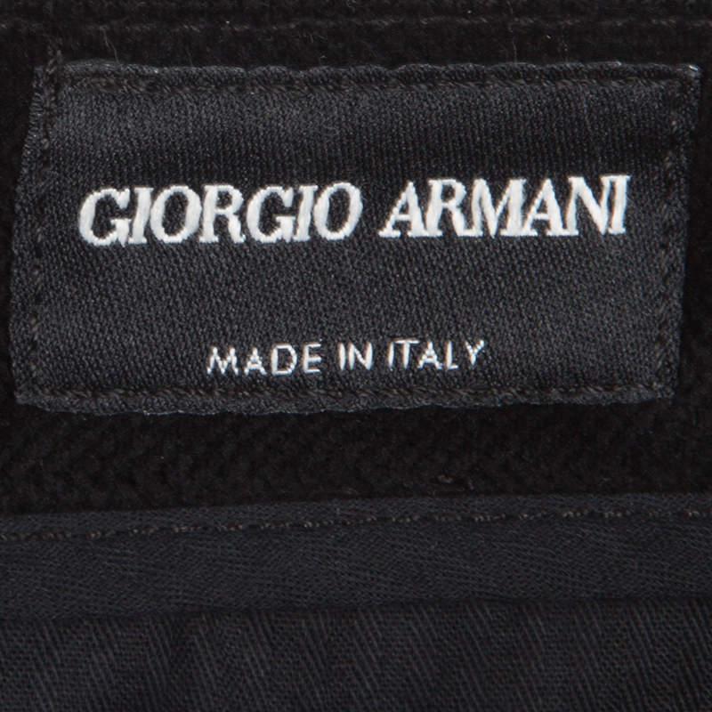 Giorgio Armani Black Velvet Chevron Pattern Pants XL For Sale 1