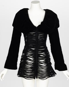 Giorgio Armani Black Velvet Cut Out Ribbon Corset Jacket