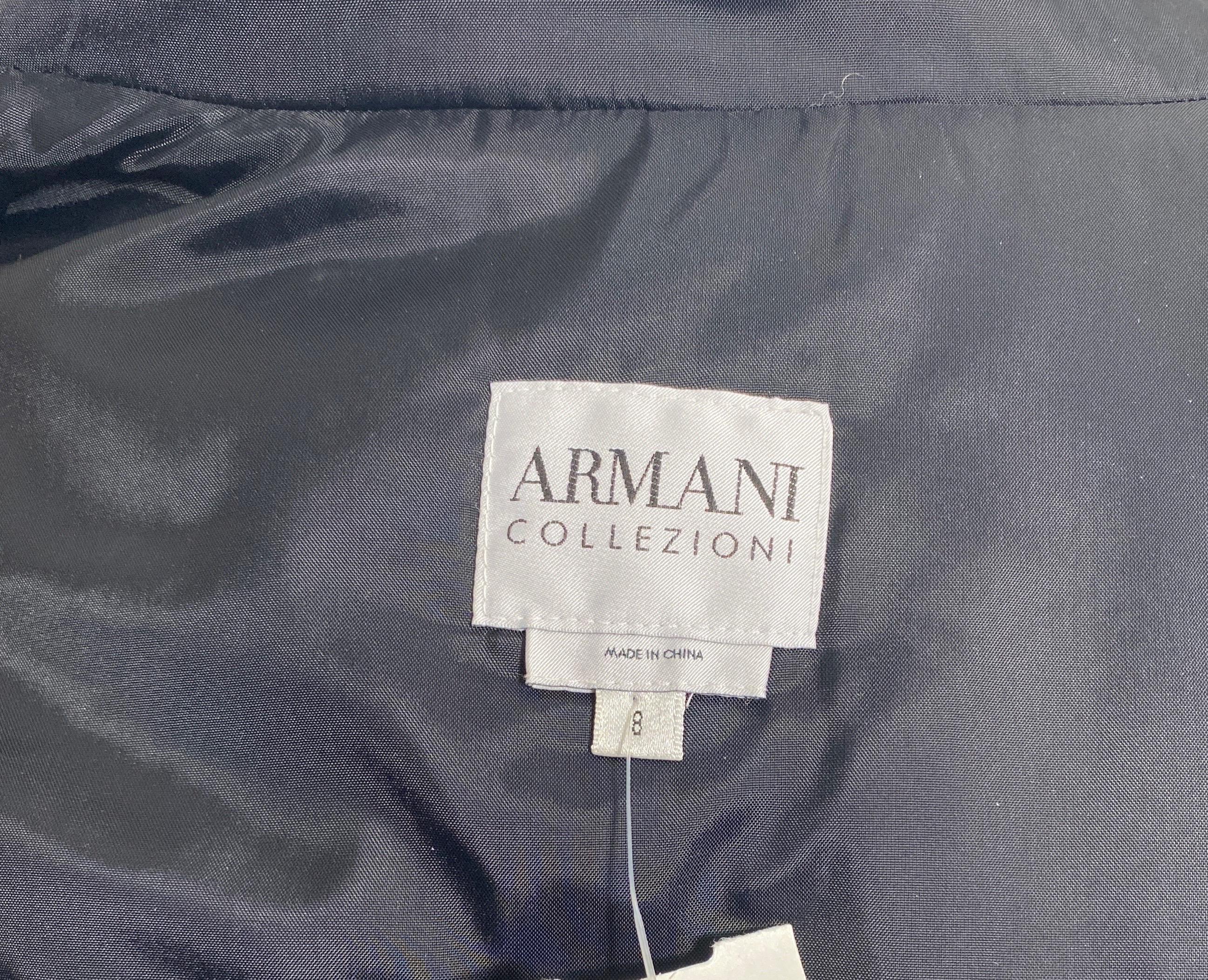 Giorgio Armani Schwarze Samtjacke aus Samt mit geometrischen Einsätzen aus Seide - Größe 8 im Angebot 10