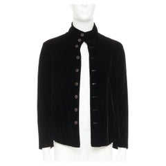 GIORGIO ARMANI black velvet mandarin collar slim fit evening jacket IT46 S