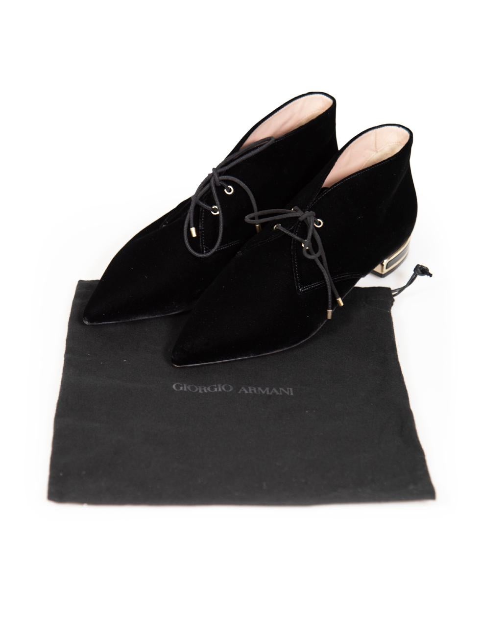Giorgio Armani Black Velvet Pointed-Toe Oxfords Size IT 40 For Sale 2