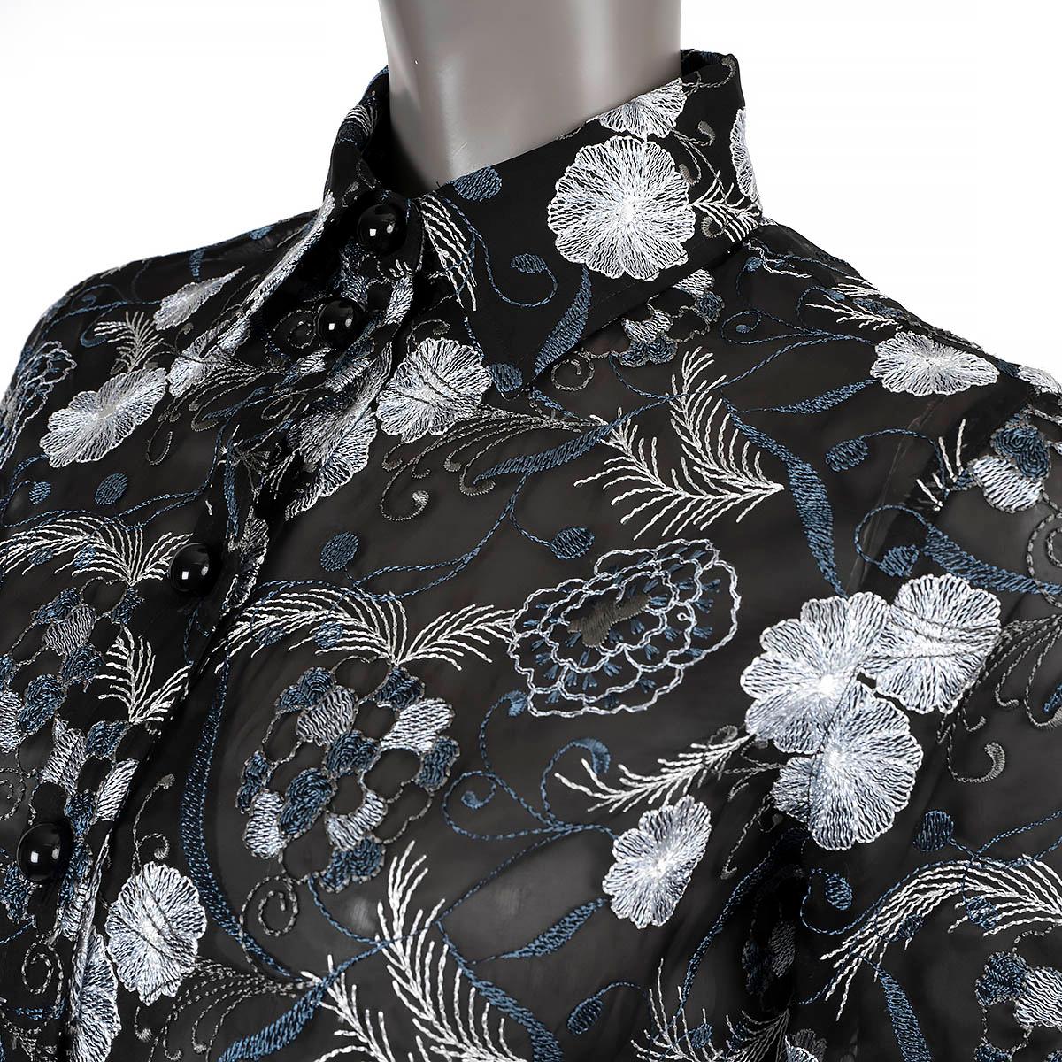 GIORGIO ARMANI Camicia button-up in viscosa nera FLORAL FIL COUPE 40 S In condizioni Nuovo in vendita a Zürich, CH