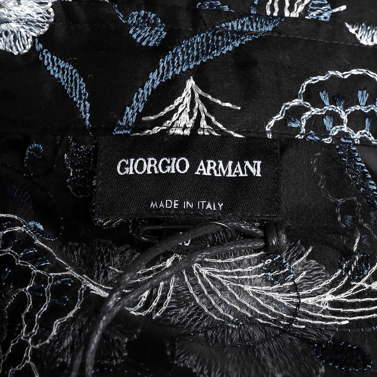 GIORGIO ARMANI black viscose FLORAL FIL COUPE Button-Up Shirt 40 S For Sale 2