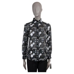 GIORGIO ARMANI viscosa negra FLORAL FIL COUPE Camisa abotonada 40 S