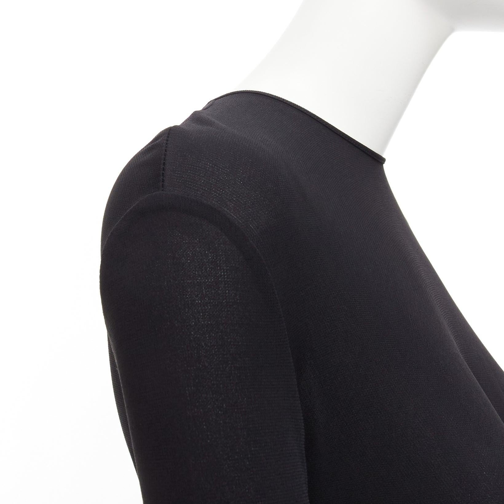 GIORGIO ARMANI nero in viscosa con arricciatura in vita e girocollo a maniche lunghe IT38 XS in vendita 2