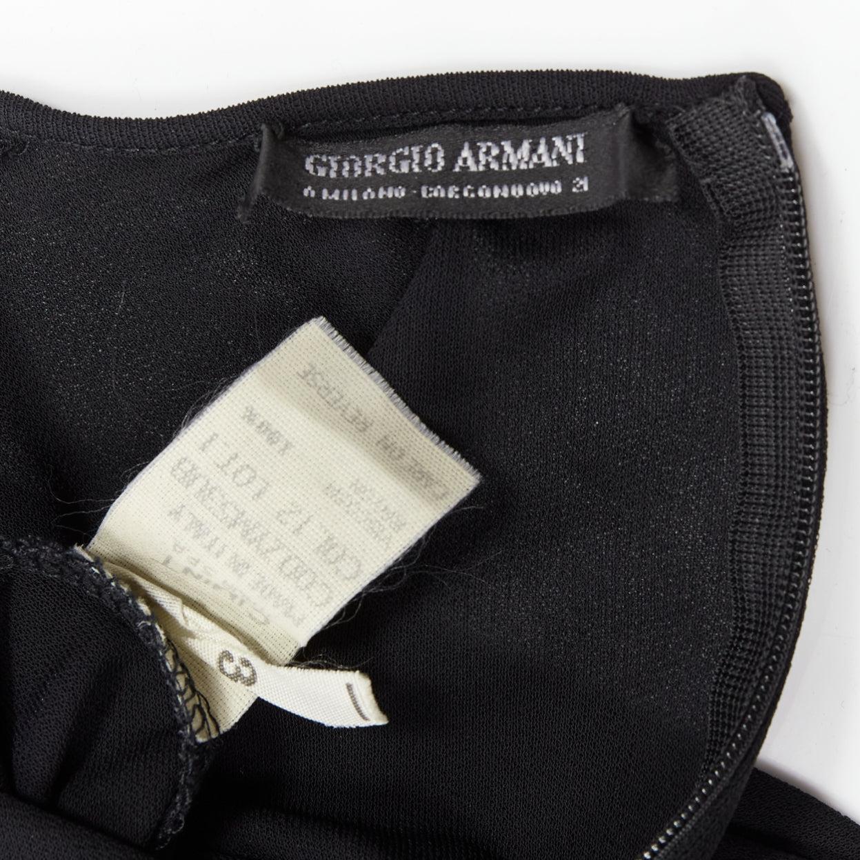 GIORGIO ARMANI nero in viscosa con arricciatura in vita e girocollo a maniche lunghe IT38 XS in vendita 3