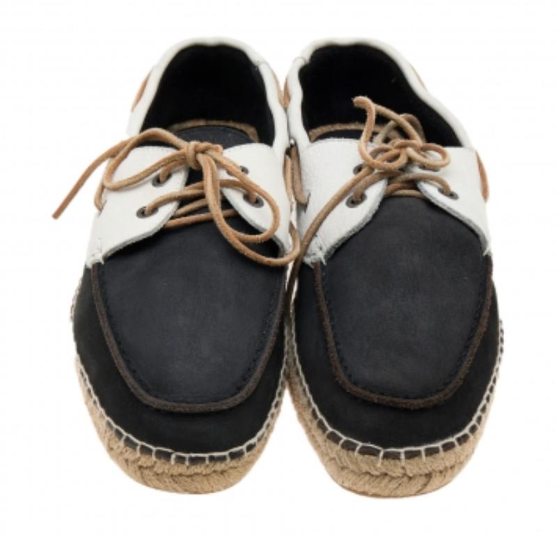 Giorgio Armani Schwarz/Weiß Nubuck Leder Espadrille Boot Schuhe Größe 43 (Beige) im Angebot