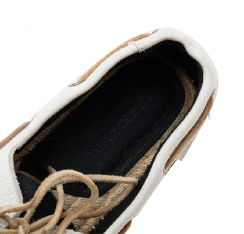 Giorgio Armani Schwarz/Weiß Nubuck Leder Espadrille Boot Schuhe Größe 43 im Zustand „Gut“ im Angebot in Dubai, Al Qouz 2