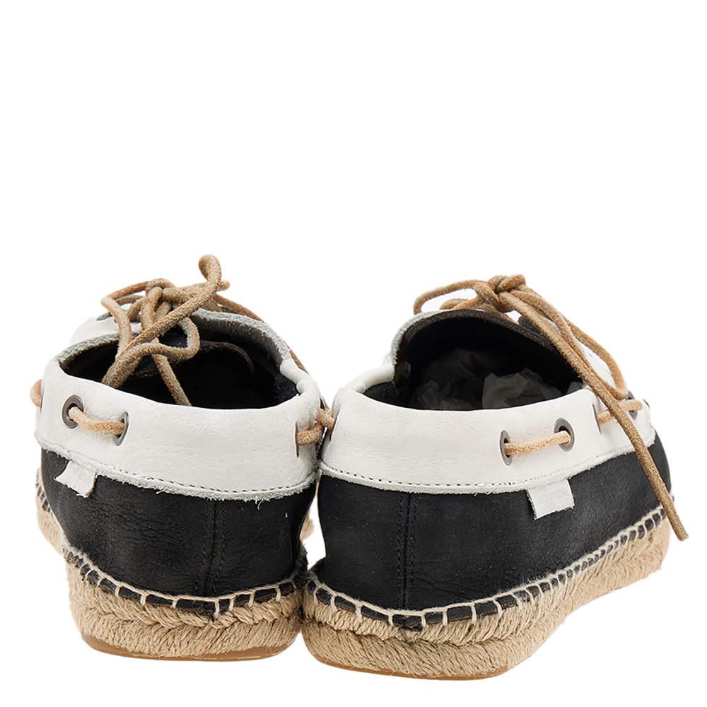 Men's Giorgio Armani Black/White Nubuck Leather Espadrille Boat Shoes Size 43