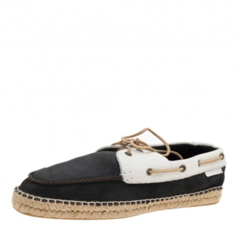 Giorgio Armani Schwarz/Weiß Nubuck Leder Espadrille Boot Schuhe Größe 43 Herren im Angebot