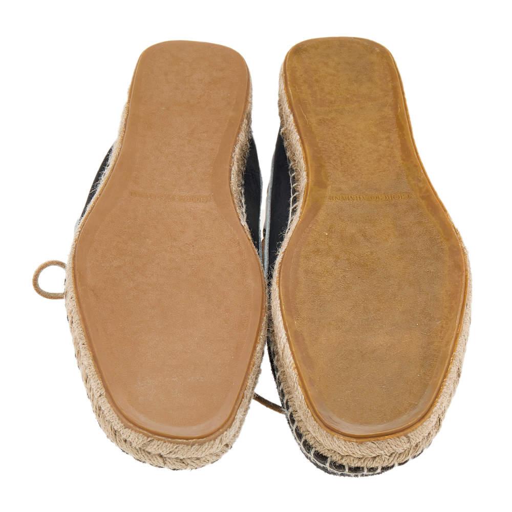 Giorgio Armani Black/White Nubuck Leather Espadrille Boat Shoes Size 43 1
