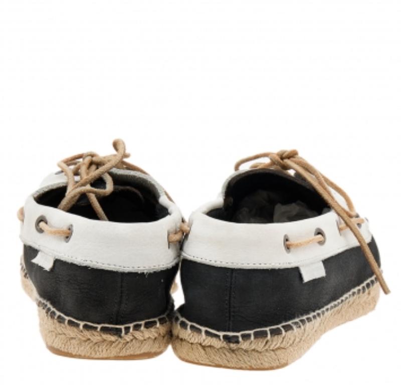 Giorgio Armani Schwarz/Weiß Nubuck Leder Espadrille Boot Schuhe Größe 43 im Angebot 1