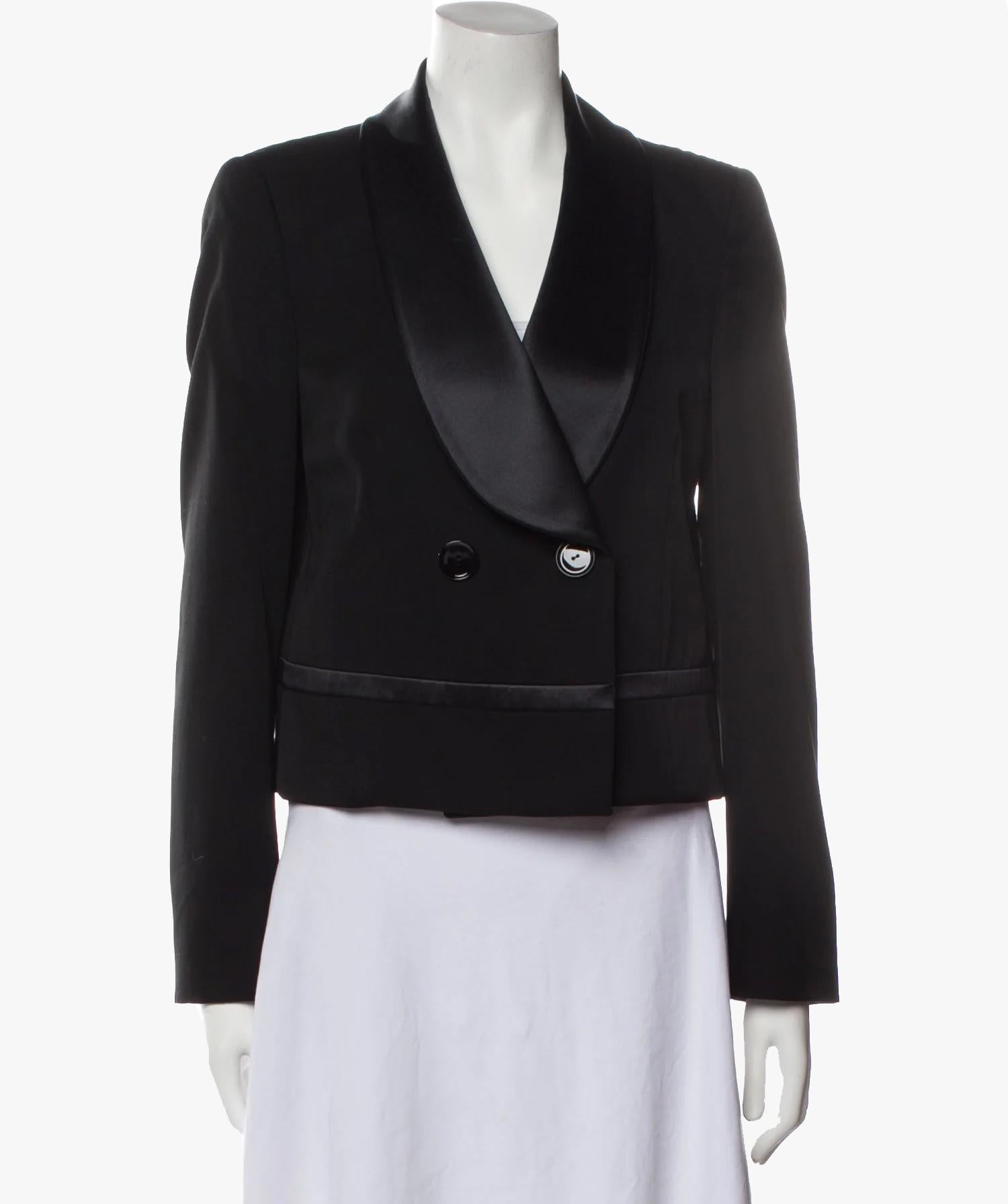 Giorgio Armani black wool blazer with atlas lapels In Good Condition For Sale In New York, NY