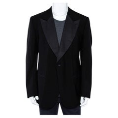 Giorgio Armani Blazer negro de lana con botones delanteros 5XL