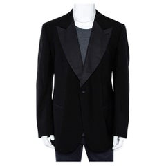 Giorgio Armani Schwarzer Blazer aus Wolle mit Knopfleiste 5XL