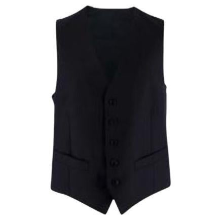 Giorgio Armani Black Wool Button Up Waistcoat For Sale