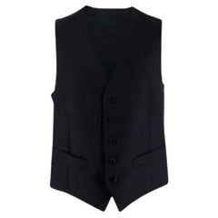 Giorgio Armani Black Wool Button Up Waistcoat