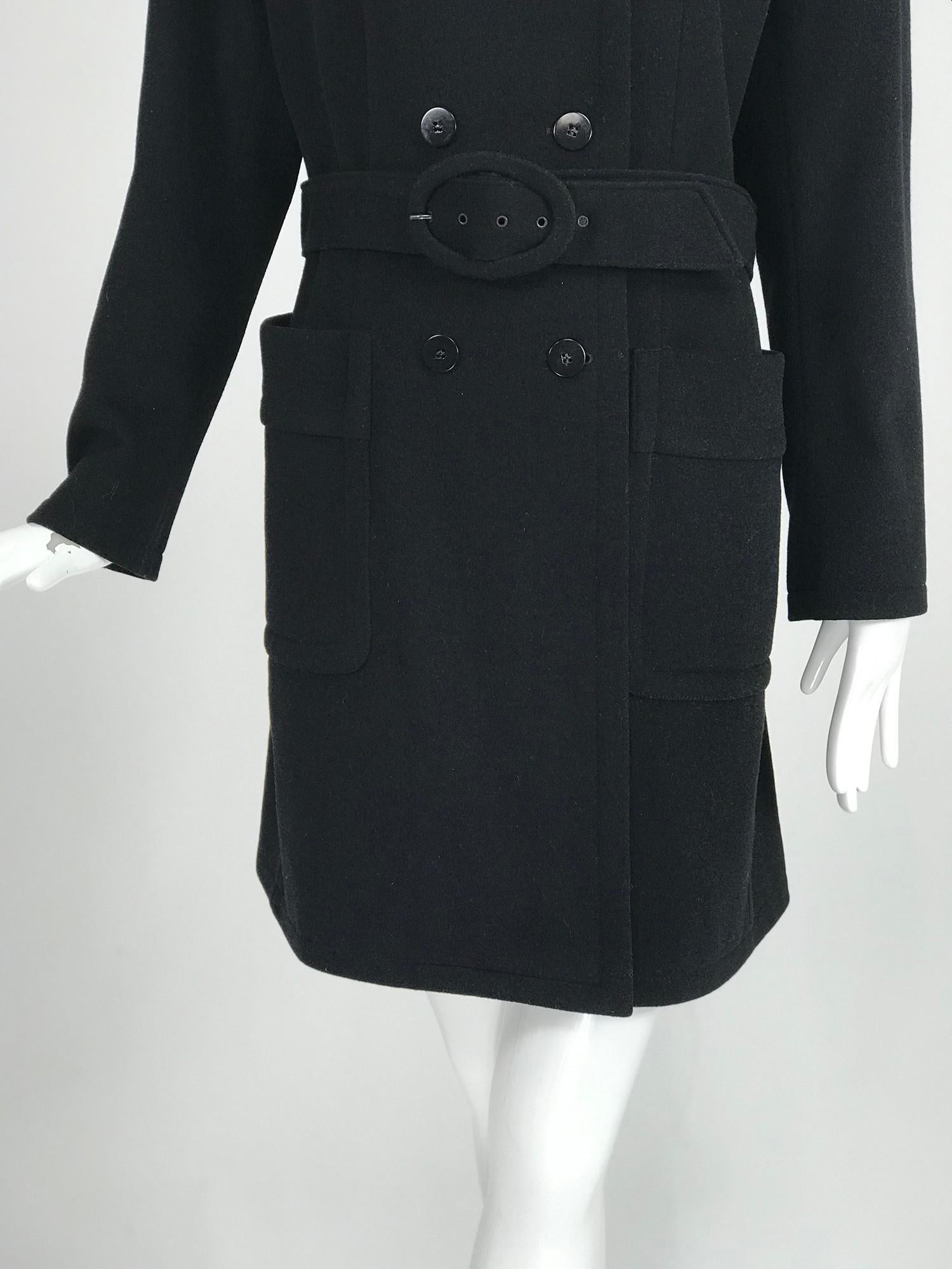 Giorgio Armani Black Wool Coat For Sale 5