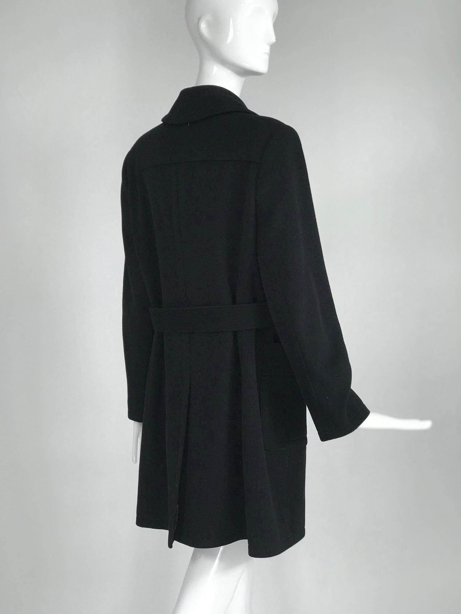 Giorgio Armani Black Wool Coat In Good Condition For Sale In West Palm Beach, FL