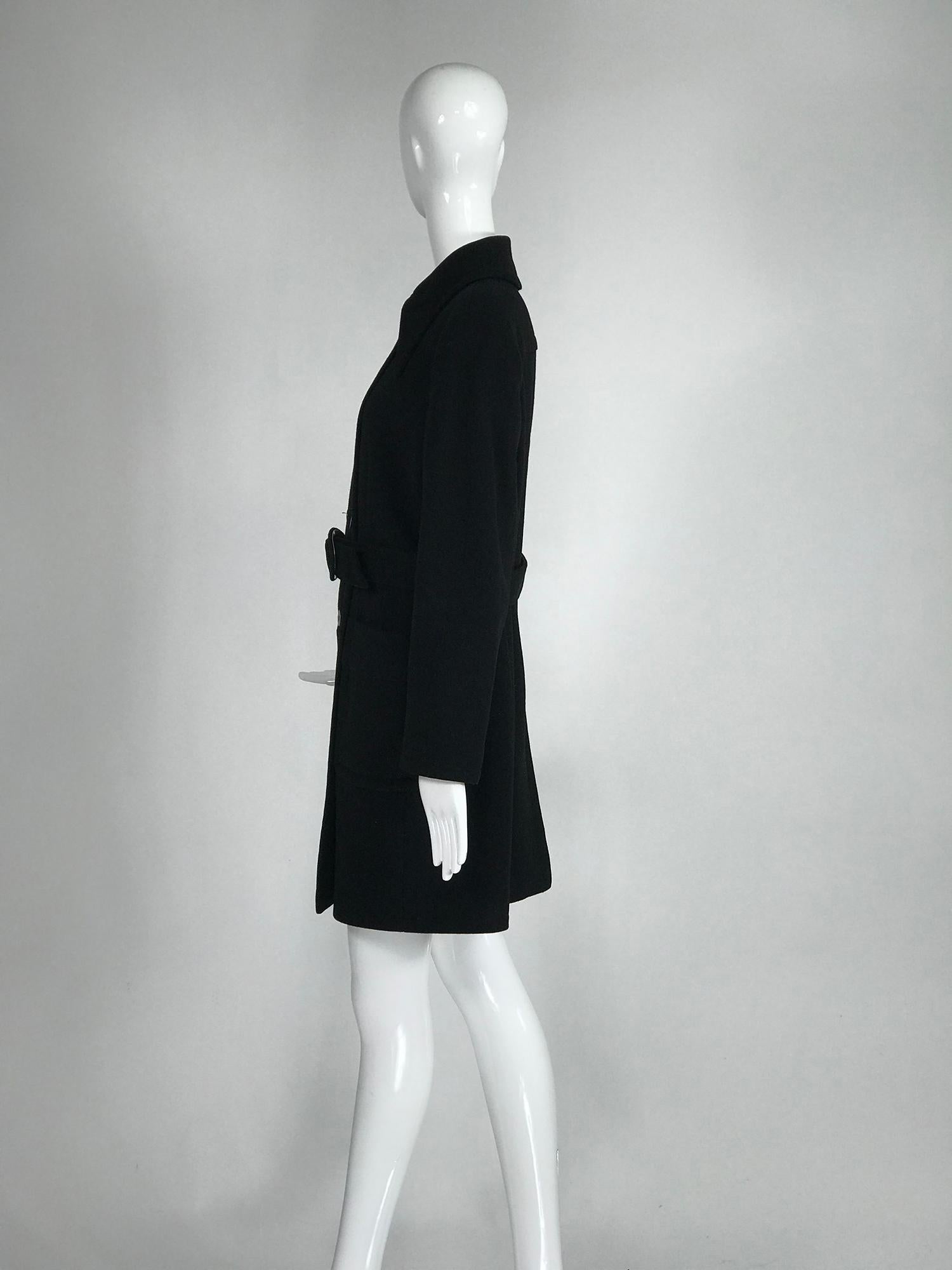 Giorgio Armani Black Wool Coat For Sale 2