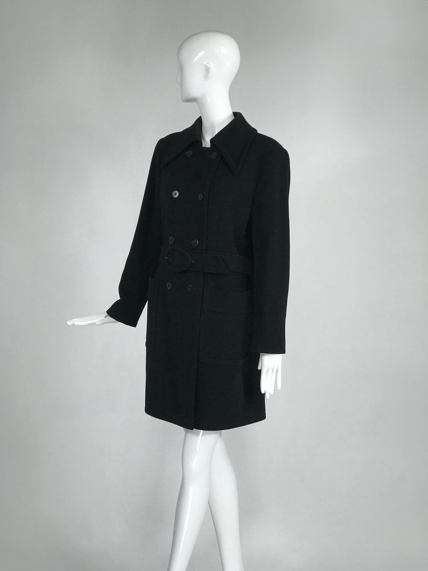 Giorgio Armani Black Wool Coat For Sale 3