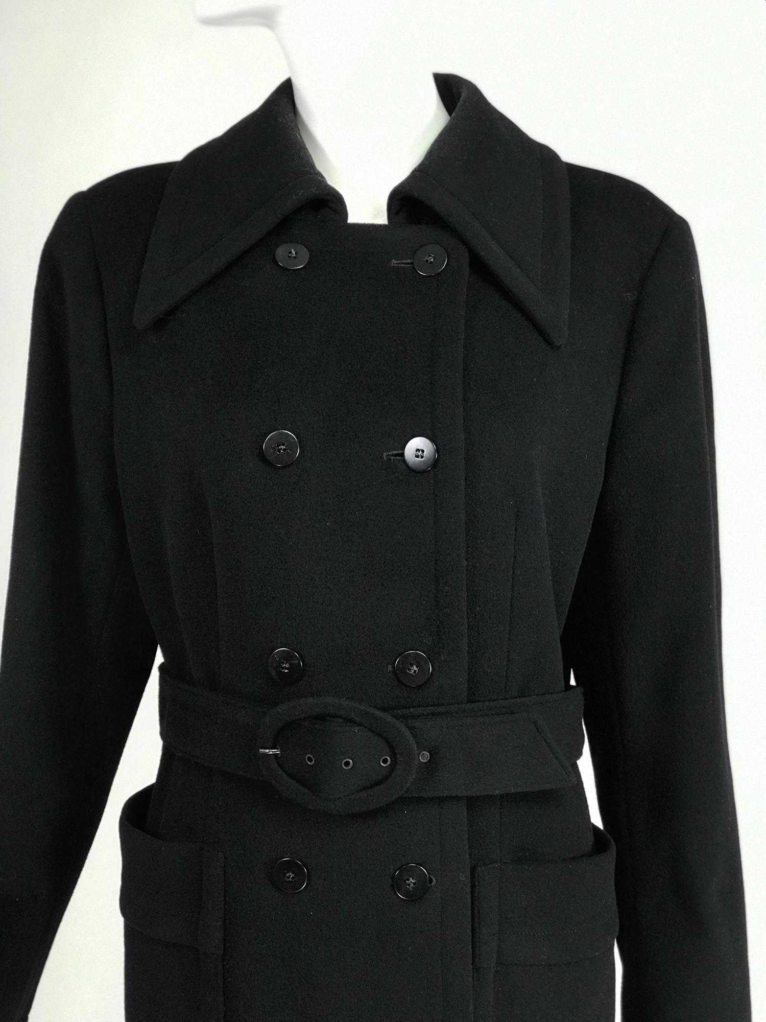 Giorgio Armani Black Wool Coat For Sale 4