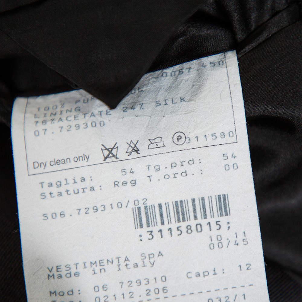 Giorgio Armani Black Wool Contrast Trim Detail Button Front Suit XXL In Excellent Condition In Dubai, Al Qouz 2