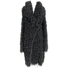 Giorgio Armani Black Wool Oversize Fringes Coat 2000s