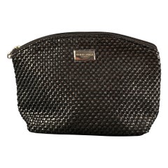 GIORGIO ARMANI Black Woven Faux Patent Leather Make-up Bag