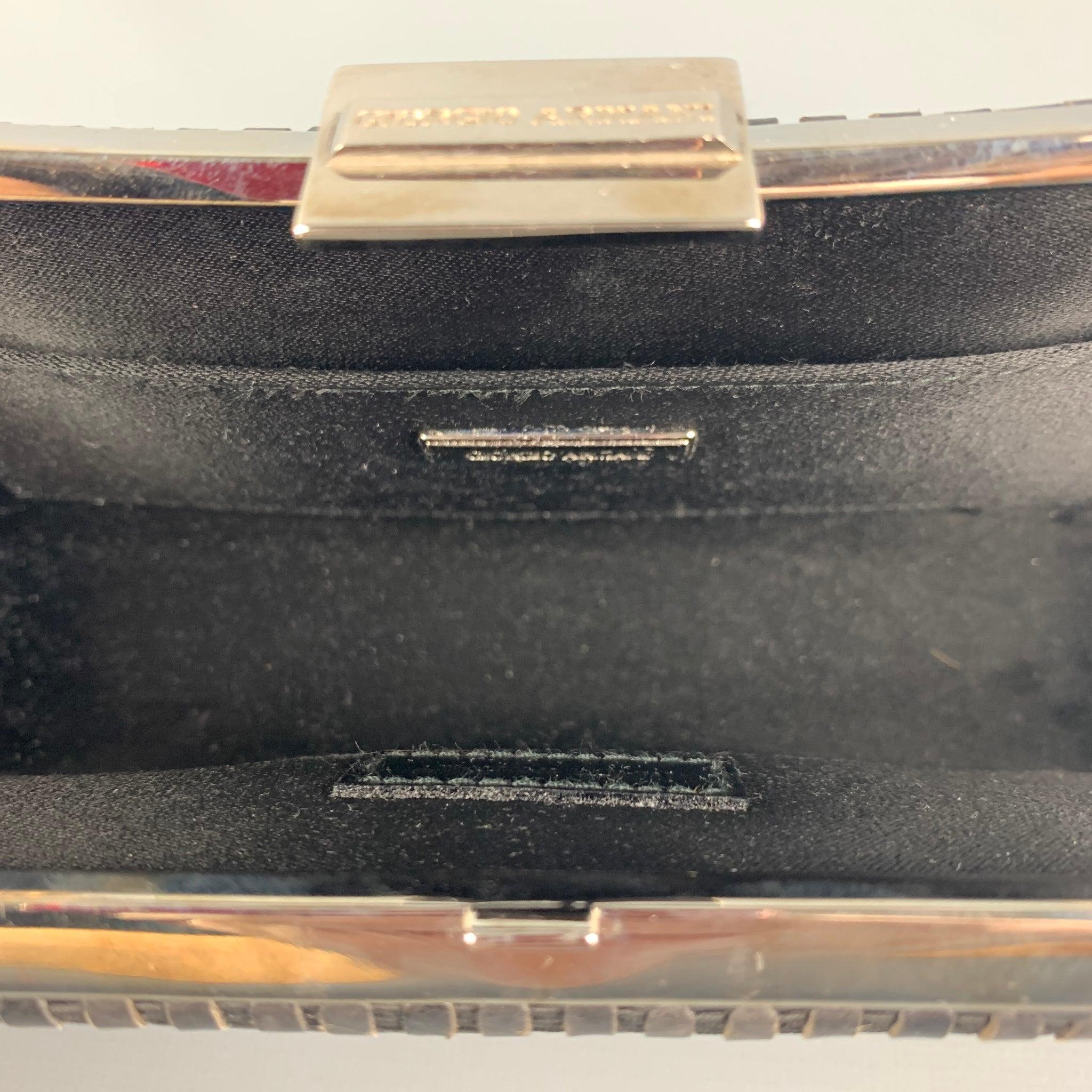 GIORGIO ARMANI Black Woven Taffeta Leather Clutch Bag For Sale 2