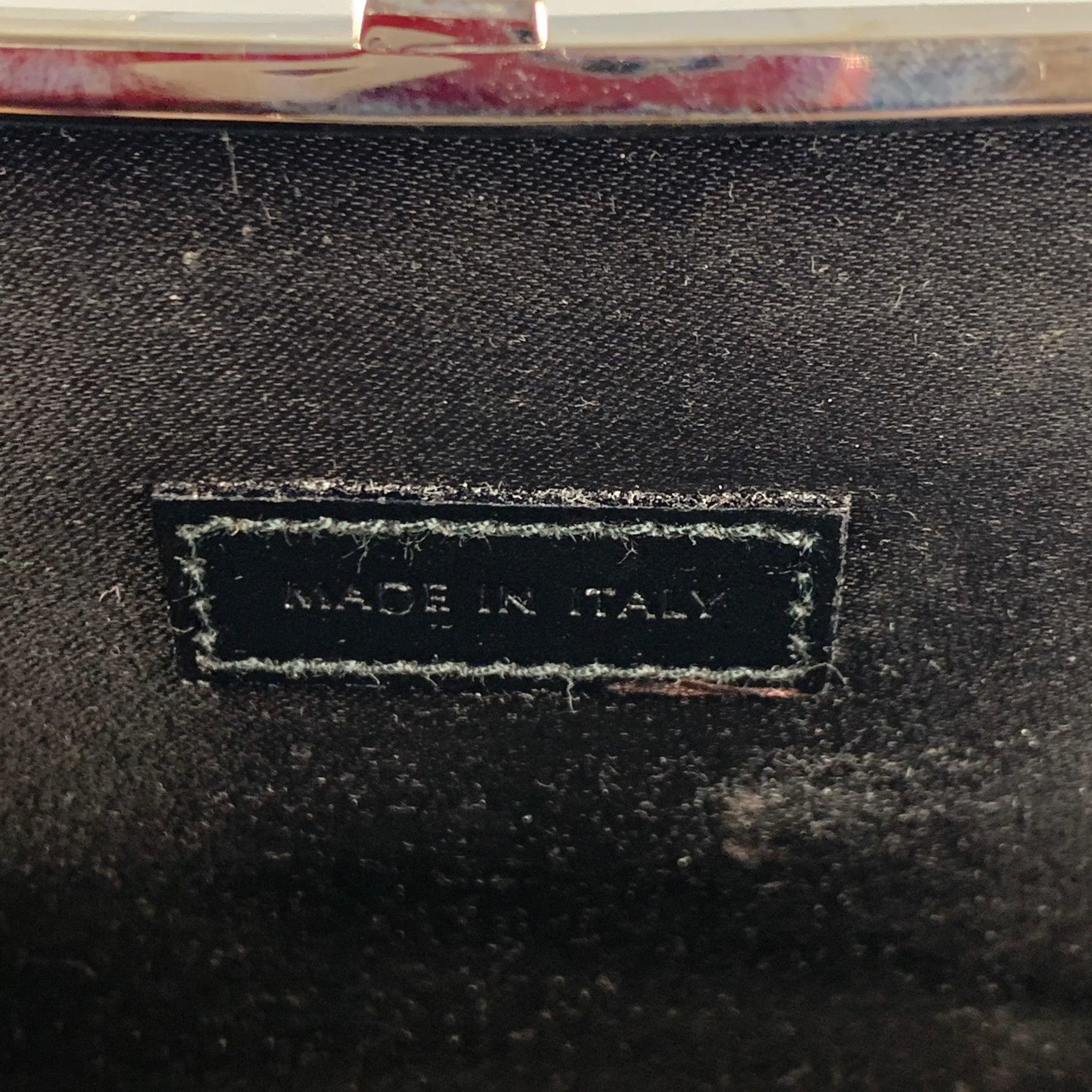 GIORGIO ARMANI Black Woven Taffeta Leather Clutch Bag For Sale 3