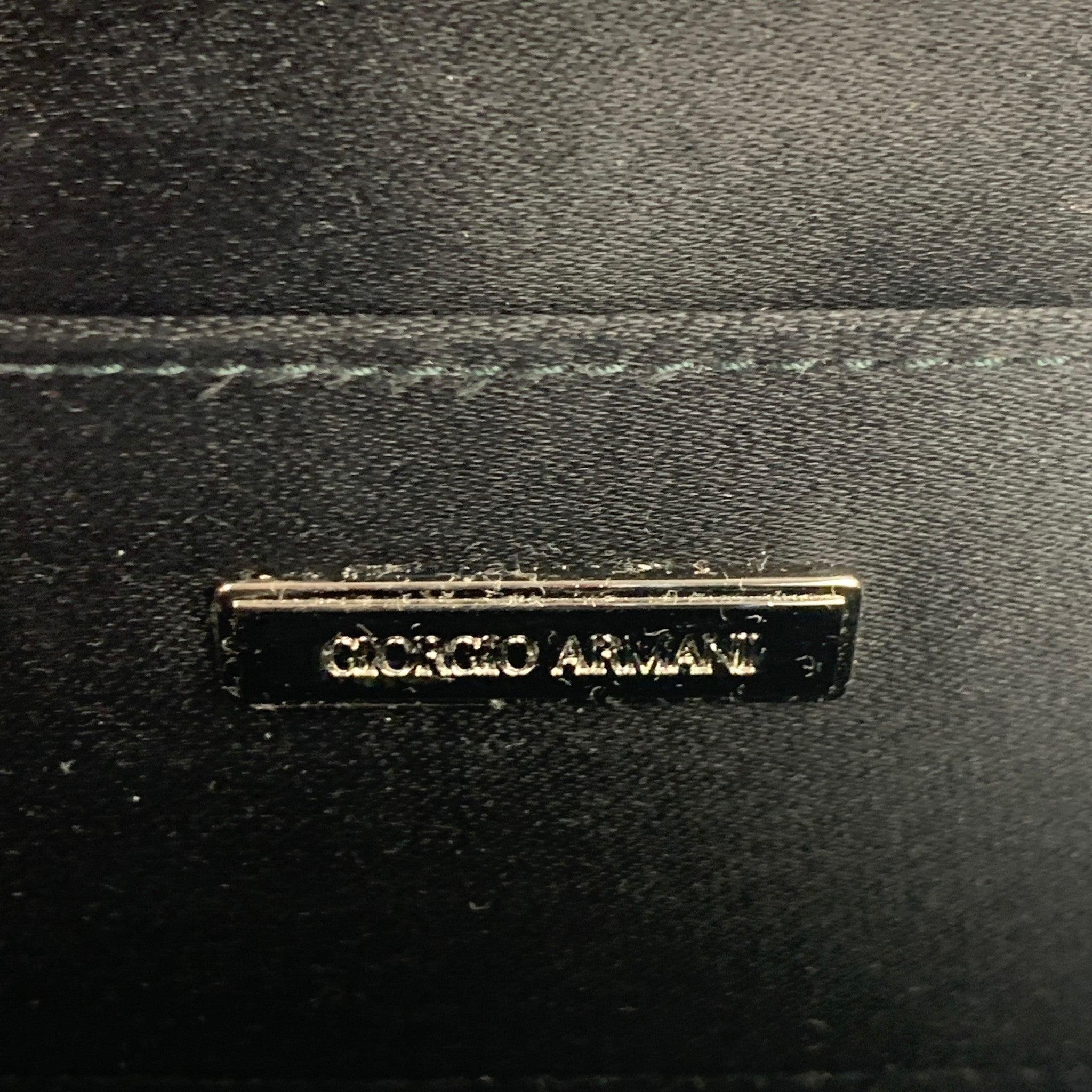GIORGIO ARMANI Black Woven Taffeta Leather Clutch Bag For Sale 4