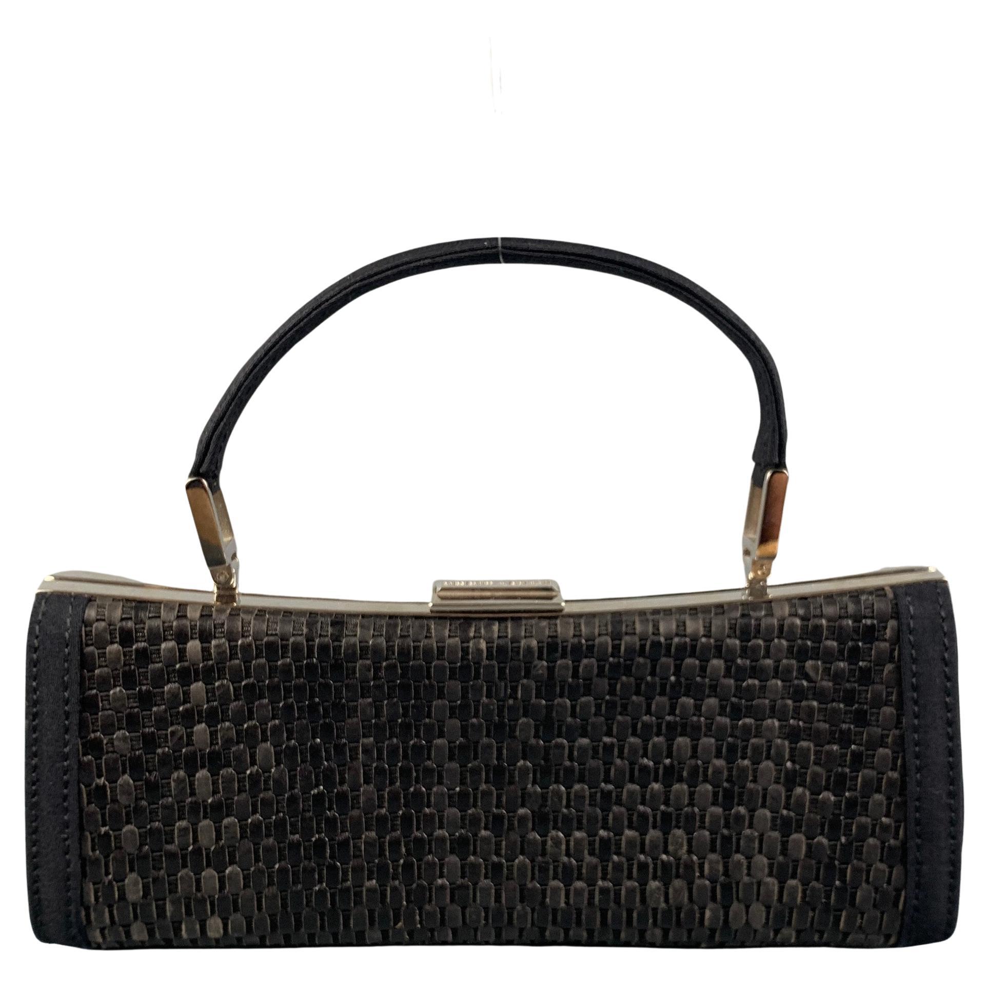 GIORGIO ARMANI Black Woven Taffeta Leather Clutch Bag For Sale at 1stDibs