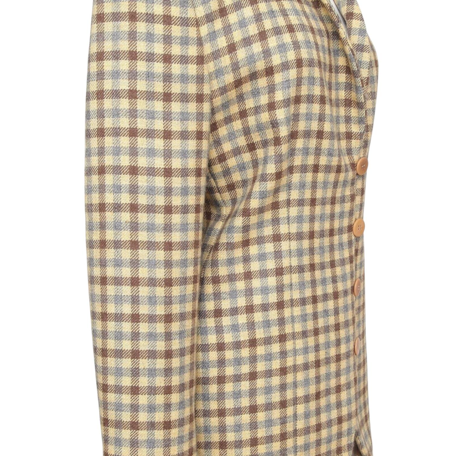 Giorgio Armani Blazer Jacket Houndstooth Yellow Brown Grey Rounded Lapel Sz 42 Pour femmes en vente