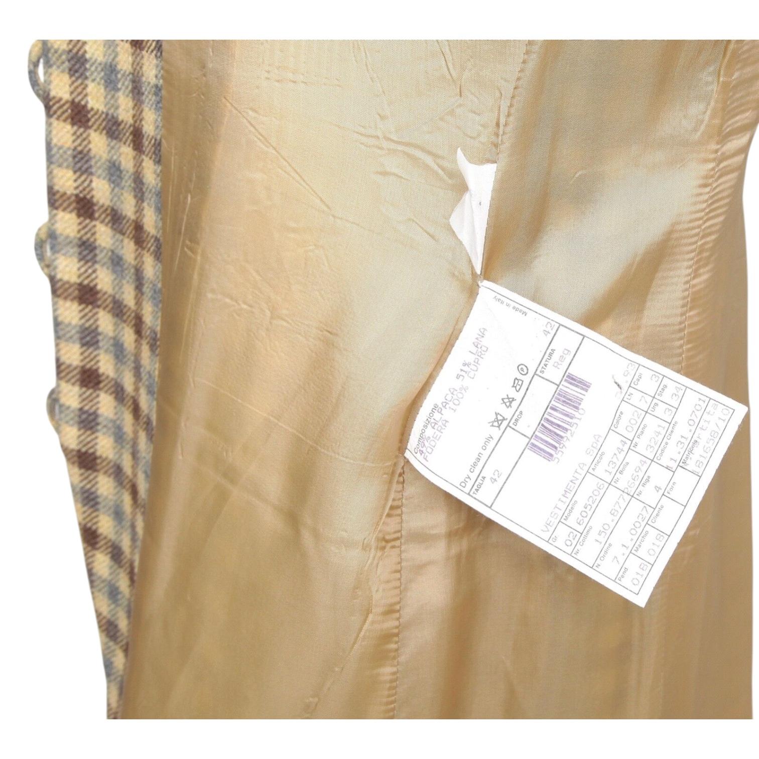 Giorgio Armani Blazer Jacket Houndstooth Yellow Brown Grey Rounded Lapel Sz 42 en vente 3